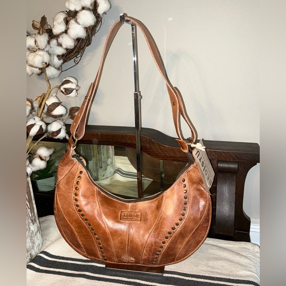 Bed Stu Handbags - NWT Bed Stu Leather Studded Megara Shoulder Bag Hobo Tan DD MSRP $279